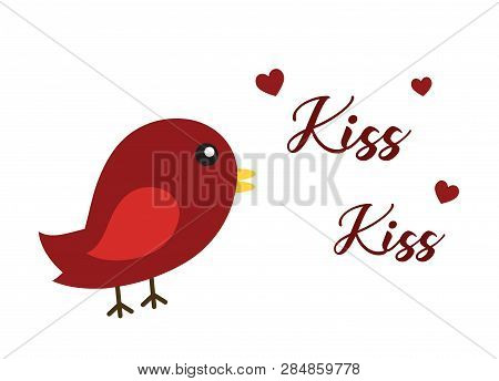 Red Bird Hearts Kiss Png Illustration Love