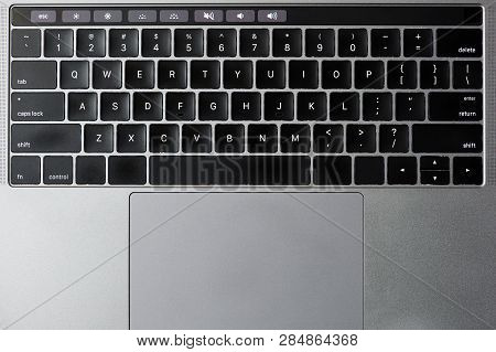 Keyboard With Trackpad Above Top View With Screen