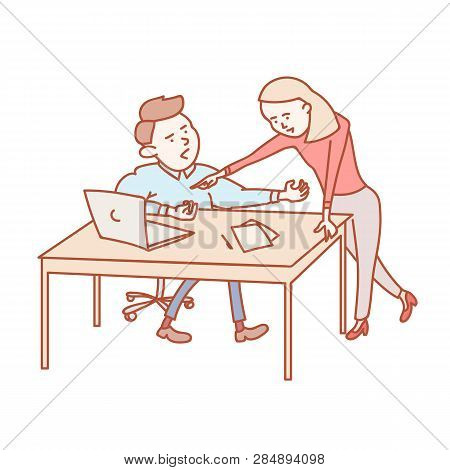 Colleagues Discussing Work Task Behid The Desk