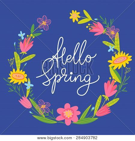 Vector Spring Easter Card With Flowers And