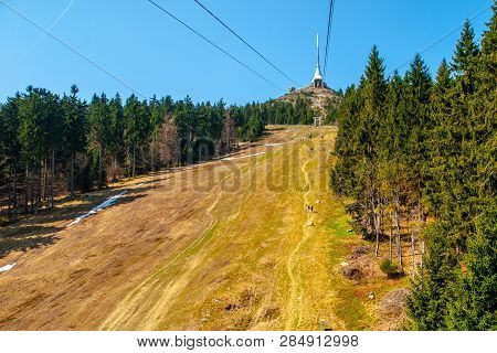 Jested - Unique Architectural Building. Hotel And Tv Transmitter On The Top Of Jested Mountain, Libe