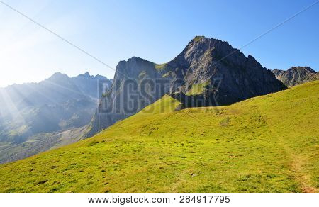 Mountain landscape near Col du Tourmalet in Pyrenees mountains. France