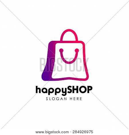 Happy Shop Logo Design Template. Shopping Logo Design Stock