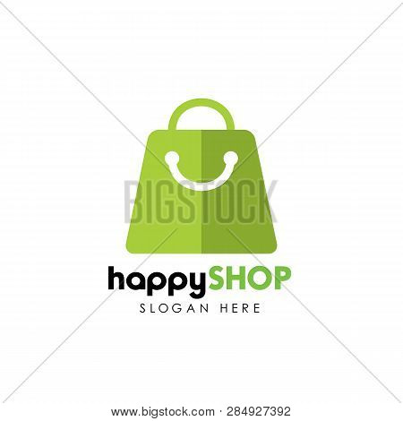 Happy Shop Logo Design Template. Shopping Logo Design Stock