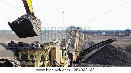 Large Piles Of Processed Manganese Rich Ore Rock Manganese Mining And Processing In South Africa