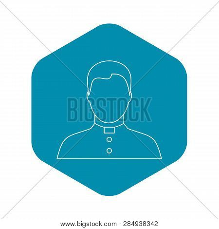 Catholic Priest Icon In Outline Style On A White Background Vector Illustration