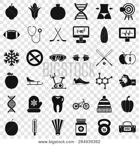 Wellness Condition Icons Set. Simple Style Of 36 Wellness Condition Vector Icons For Web For Any Des