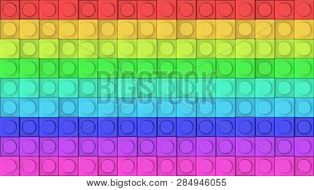 3d Rendered Texture Of Rainbow Coloured Plastic Bricks At Different Heights.