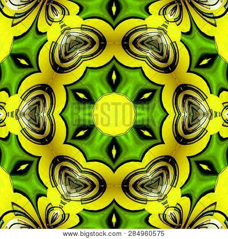 Lemon Sun Star Mandala, Spring Mandala In Lime And Green