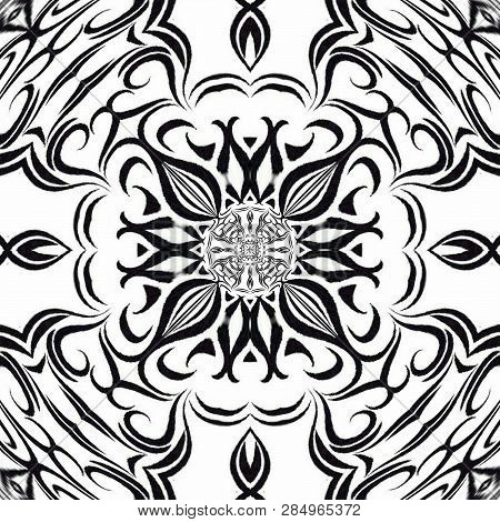 Black And White Islamic Star Pattern, Medieval Ornament