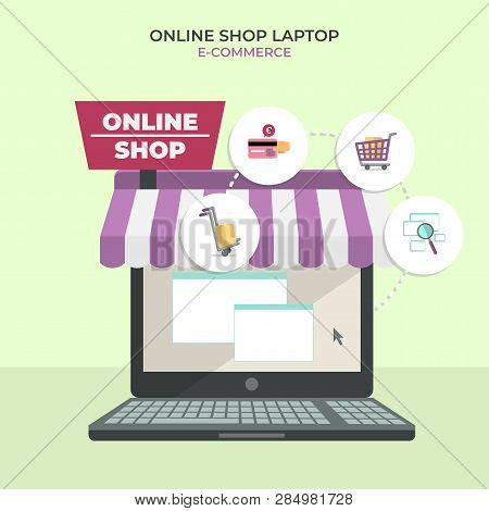 Sale, Shop Online Using Laptop. 3d Vector Isometric Illustration