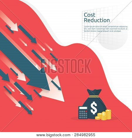 Business Finance Crisis Concept. Money Fall Down With Arrow Decrease Symbol. Economy Stretching Risi
