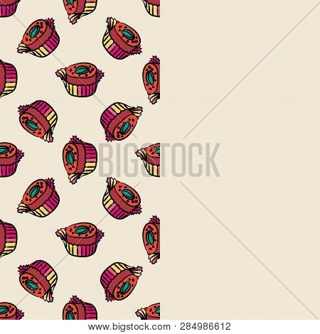 Candy Pattern. Card With Comfit. Cute Background.