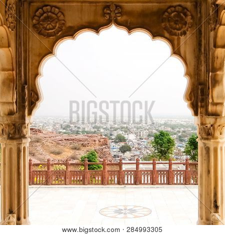 Jodhpur, India - Circa March, 2018. Beautiful View Of Jaswant Thada Mausoleum In Jodhpur. Details Of