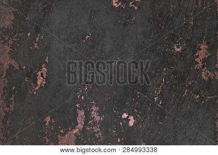 Black Texture With Pink Gold. Luxury Texture. Black Pink Background.