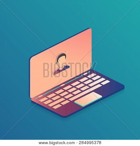 Flat Vector. Biometric Identification. Face Id. Fingerprint Scanning System. Cyber Security Concept.
