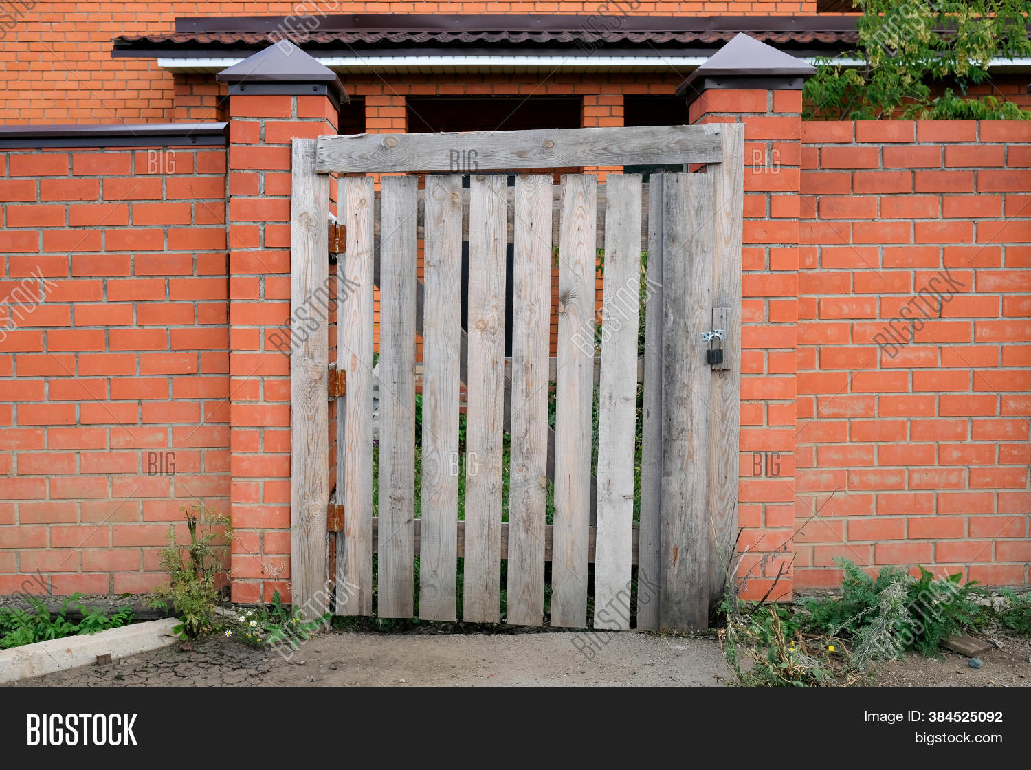 Wooden Gate Brick Wall Image & Photo (Free Trial) Bigstock