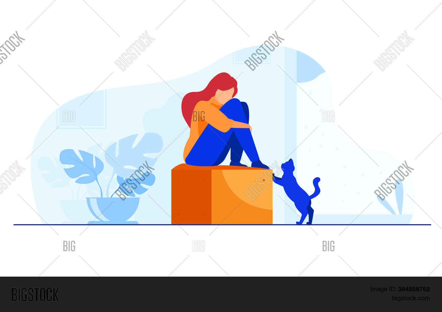 Lonely Girl Suffering Vector & Photo (Free Trial) Bigstock