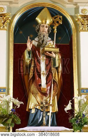 DONJA ZELINA, CROATIA - JUNE 26, 2013: Saint Nicholas, statue on the main altar in the parish church of Saint Nicholas in Donja Zelina, Croatia