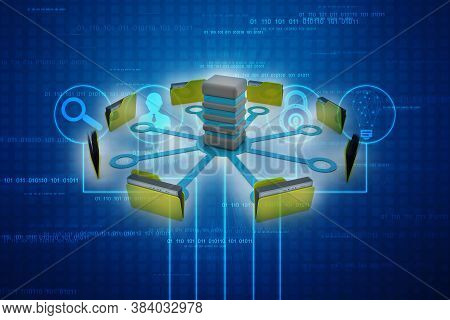 3d Illustration Of Data Sharing Concept, Internet Communication