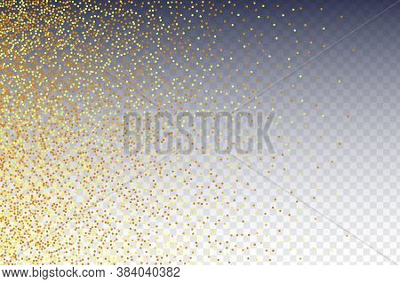 Gold Confetti On Transparent Background. Isolated Golden Dust Particles. Abstract Iridescent Birthda
