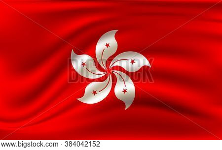 Hongkong Waving Flag. Hongkong National Flag Background Texture. Vector Illustration.