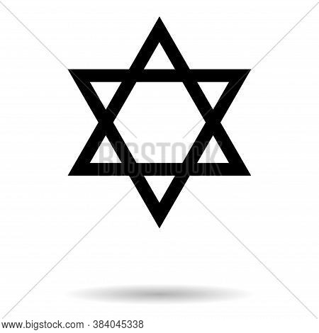 David Star Icon, Israel Symbol Of Religion Judaism. Hexagram Jerusalem Symbol. Biblical Flat Seal