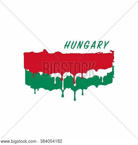 Painted Hungary Flag, Hungary Flag Paint Drips. Stock Vector Illustration Isolated On White Backgrou