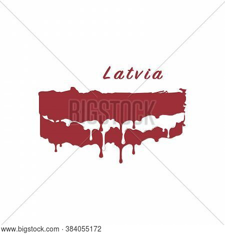 Painted Latvia Flag, Latvia Flag Paint Drips. Stock Vector Illustration Isolated On White Background