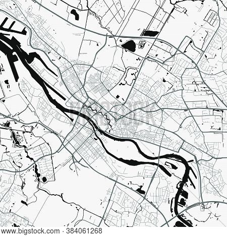 Urban City Map Of Bremen. Vector Illustration, Bremen Map Art Poster. Street Map Image With Roads, M