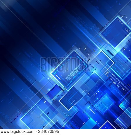 Blue Dark Tech Background. For Your Own Design.
