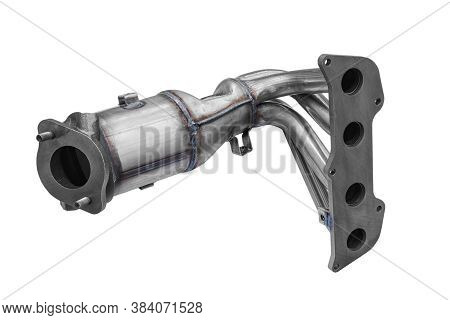New Car Exhaust Manifold On A White Background
