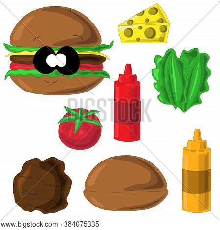 Ingredients For Making Tasty Big Juicy Hamburger