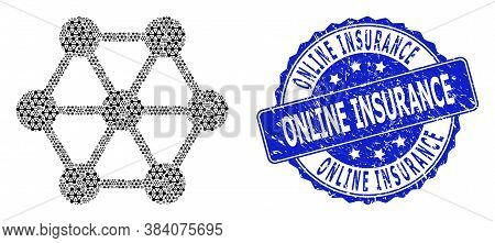 Online Insurance Unclean Round Stamp Seal And Vector Recursion Composition Node Connections. Blue St