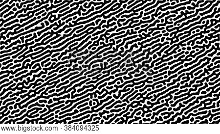Monochrome Turing Reaction Background. Abstract Diffusion Pattern With Chaotic Shapes. Vector Illust