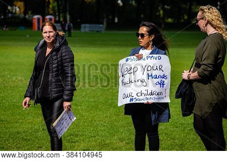 06 September 6, 2020, Hague, Netherlands, Peaceful Protest Organized By Anti-pedophilia Activists An
