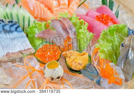 Mixed Sashimi - Japanese Food Style On White Background