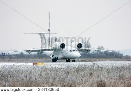 Taxiing Rare Aircraft In Cold Winter Airport