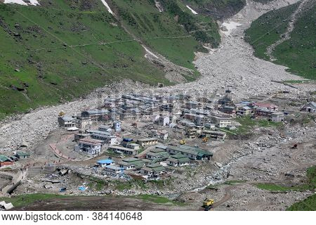 Kedarnath Temple Aerial View After Kedarnath Disaster 2013. Heavy Loss To People & Property Happened