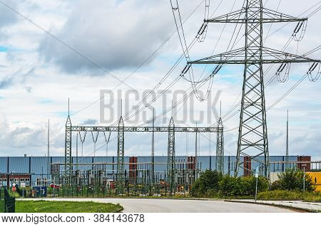 Electricity Pylons In The Transformer Substation At The Interim Storage Facility Of The Former Nucle