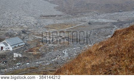 Kedarnath Temple Aerial View After Kedarnath Disaster 2013. Heavy Loss To People & Property Happened