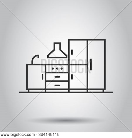 Kitchen Furniture Icon In Flat Style. Cuisine Vector Illustration On White Isolated Background. Cook