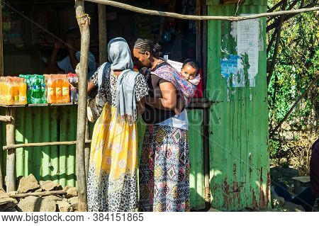 Tis Issat, Ethiopia - Feb 05, 2020: People At Tis Issat Near The Blue Nile Falls In Amara Region Of 