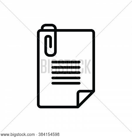 Black Line Icon For Attach Add Stationary Pin Tack Paper Fasten Affix Accessory Attachment Document 