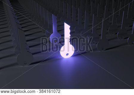 Key Business Success Leader Neon Concept Self Illumination Background 3d Illustration
