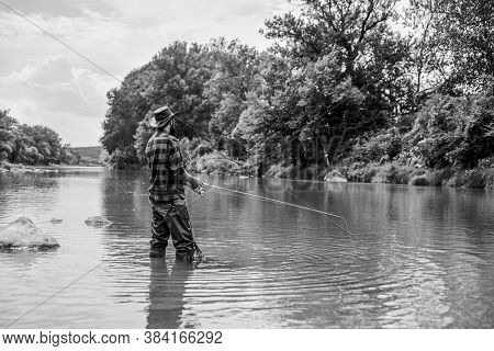 Teach Man To Fish. Fishing Outdoor Sport. Fishing Hobby. Calm And Tranquil. Patience And Waiting. Fl