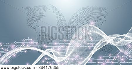 Computer Motherboard Vector Background With Circuit Board Electronic Elements. Electronic Texture Fo