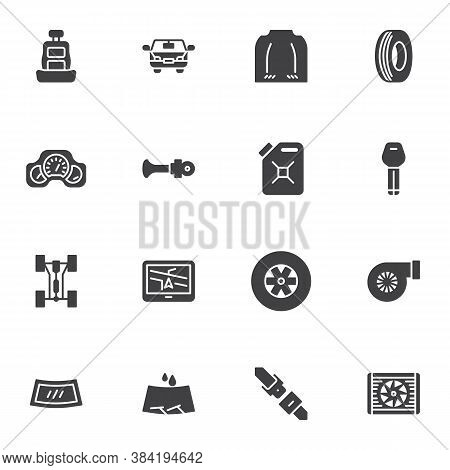 Car Parts Vector Icons Set, Modern Solid Symbol Collection, Filled Style Pictogram Pack. Signs, Logo