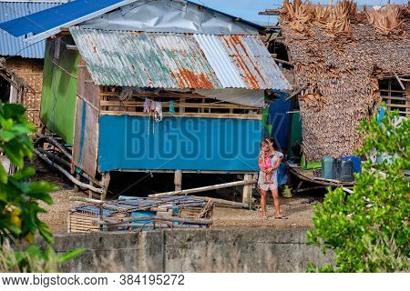 Panay, Philippines - Jan 23, 2020: The Slums Are Made Of Bamboo. Impoverished Areas Of The Philippin