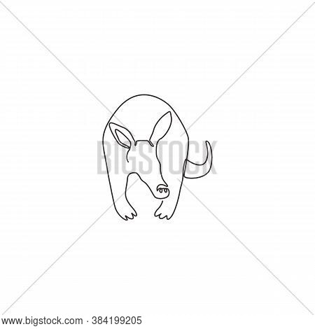 One Continuous Line Drawing Of Cute Aardvark For Company Logo Identity. Nocturnal Mammal Mascot Conc